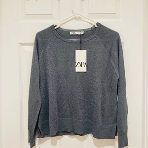 Zara Gray Speckled Long Sleeve Top
